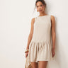 ASOS DESIGN linen blend drop waist mini dress in mocha