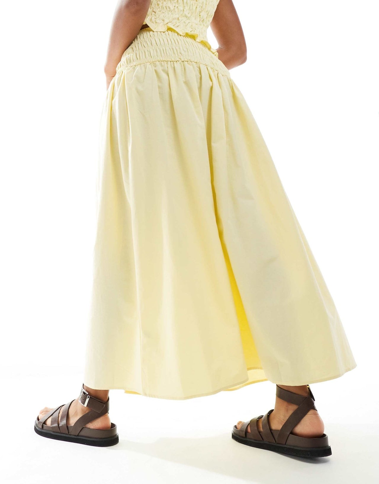 ASOS DESIGN linen blend shirred waist maxi skirt in buttermilk - ASOS Sample Sale EU Store