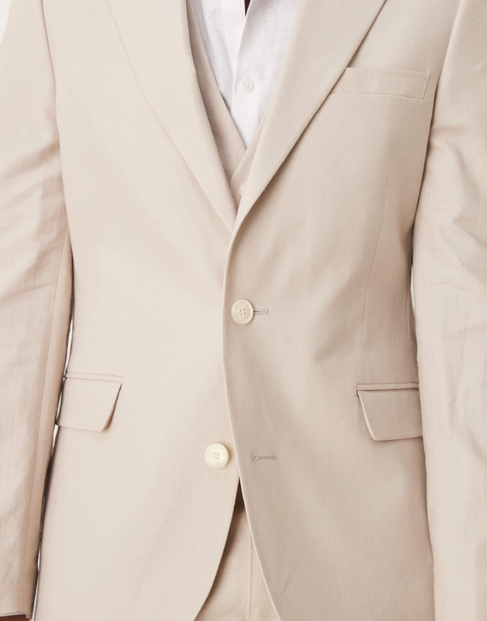 ASOS DESIGN linen blend skinny suit jacket in stone - ASOS Sample Sale EU Store
