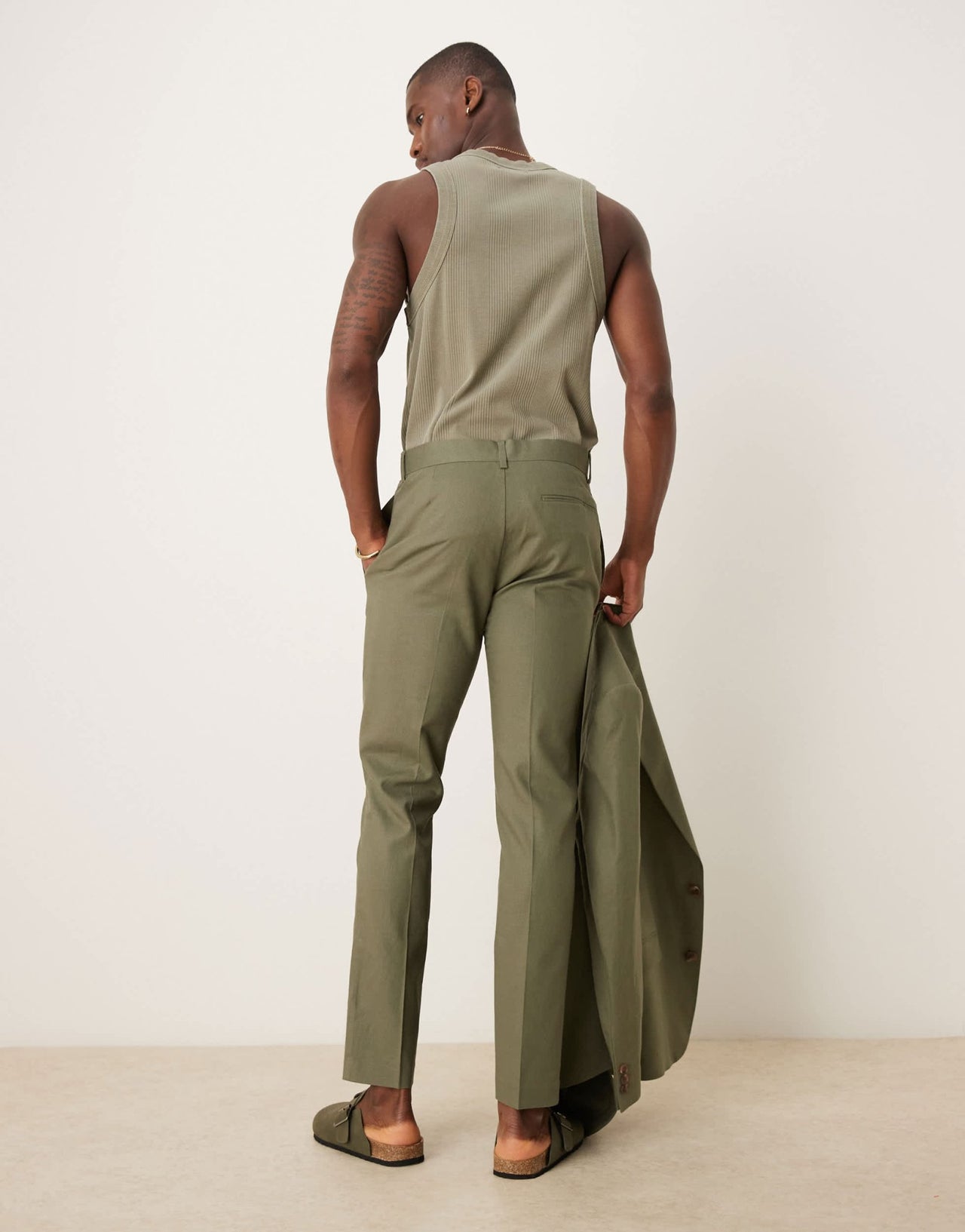 ASOS DESIGN linen blend skinny suit trousers in olive - ASOS Sample Sale EU Store