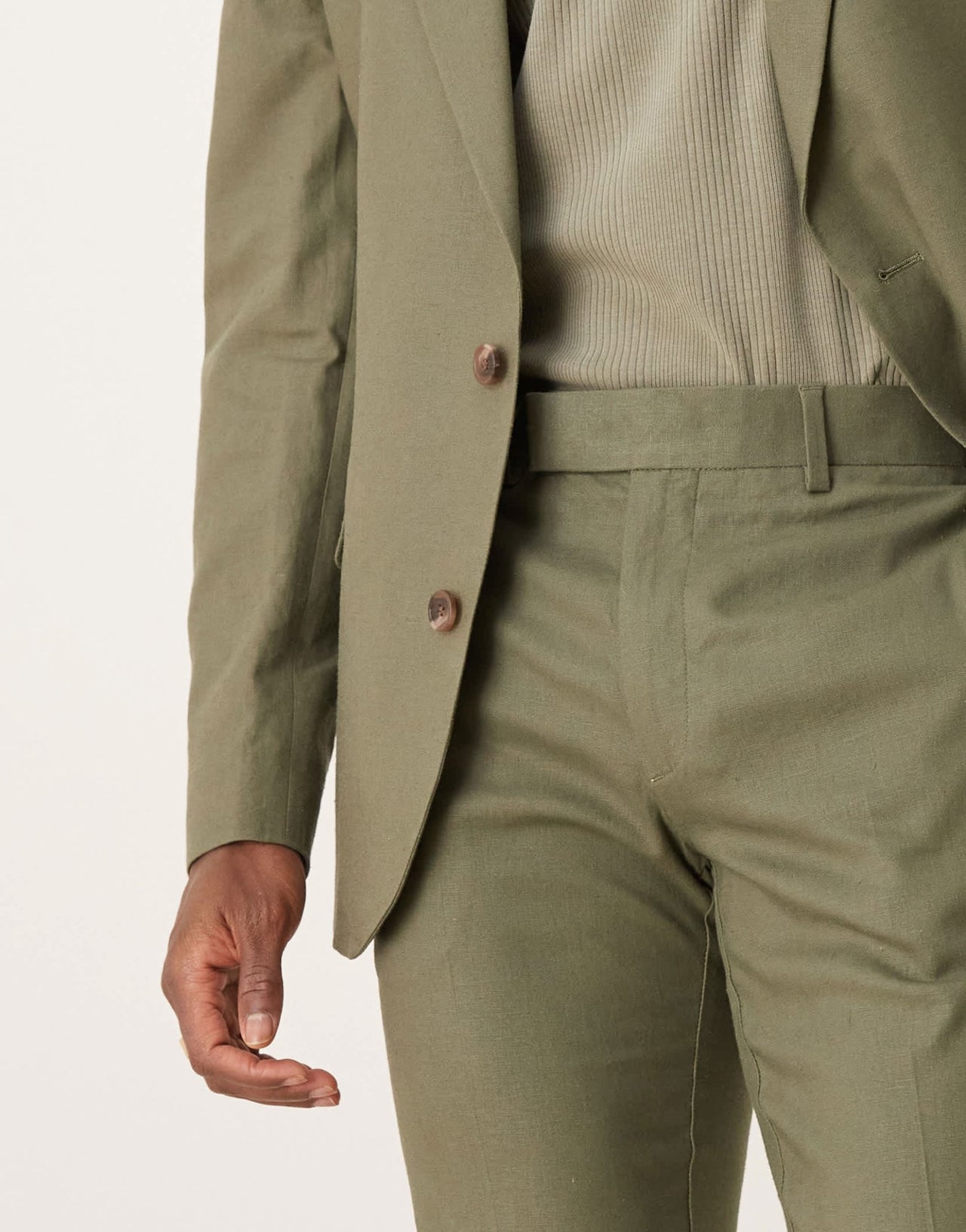 ASOS DESIGN linen blend skinny suit trousers in olive - ASOS Sample Sale EU Store