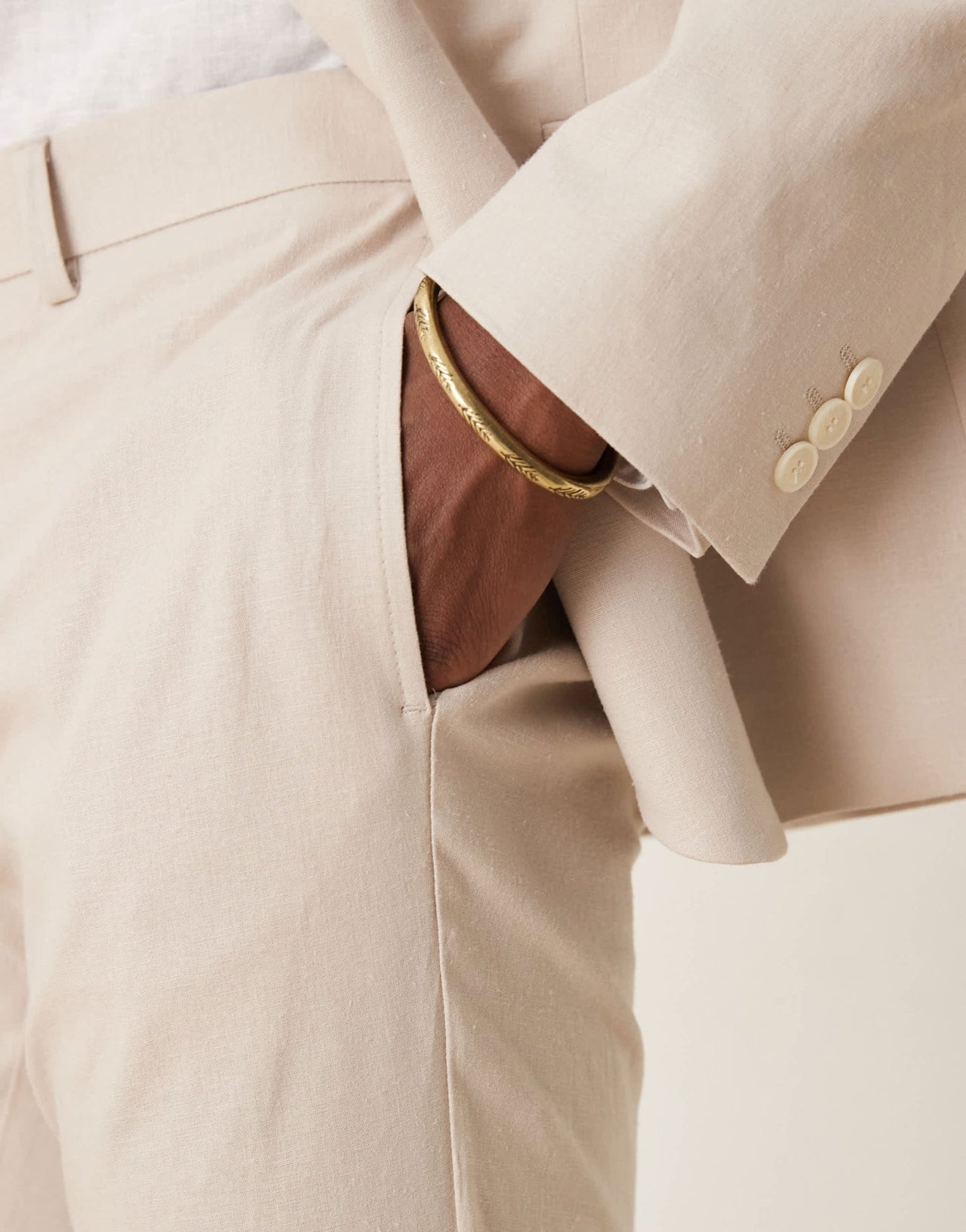 ASOS DESIGN linen blend skinny suit trousers in stone - ASOS Sample Sale EU Store