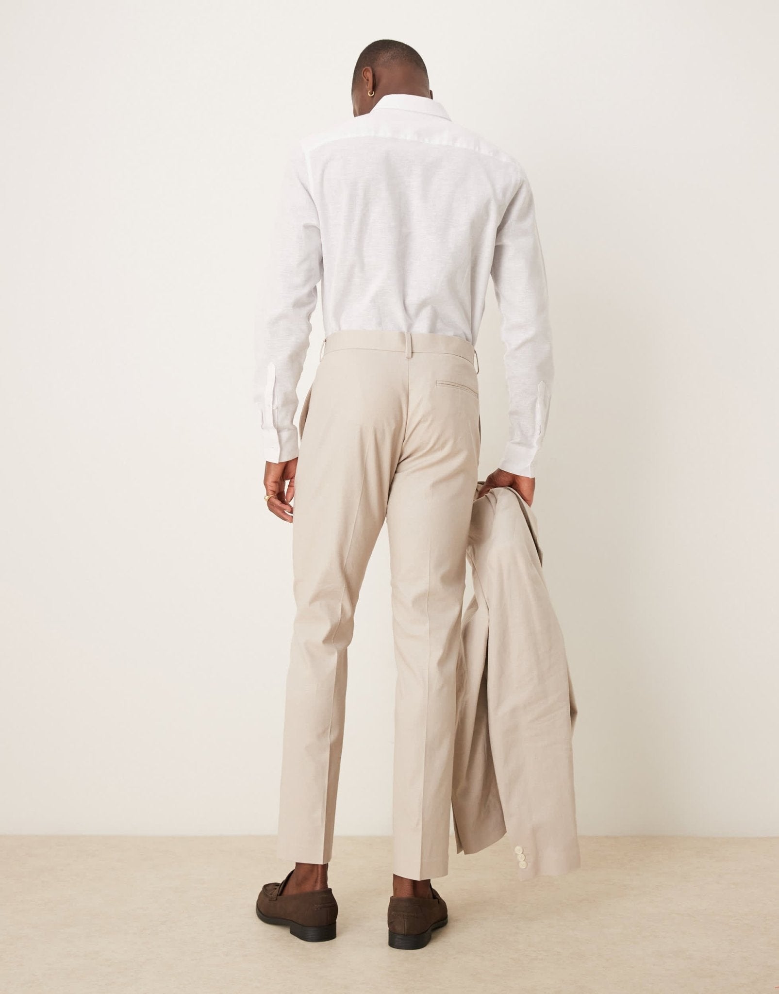 ASOS DESIGN linen blend skinny suit trousers in stone - ASOS Sample Sale EU Store