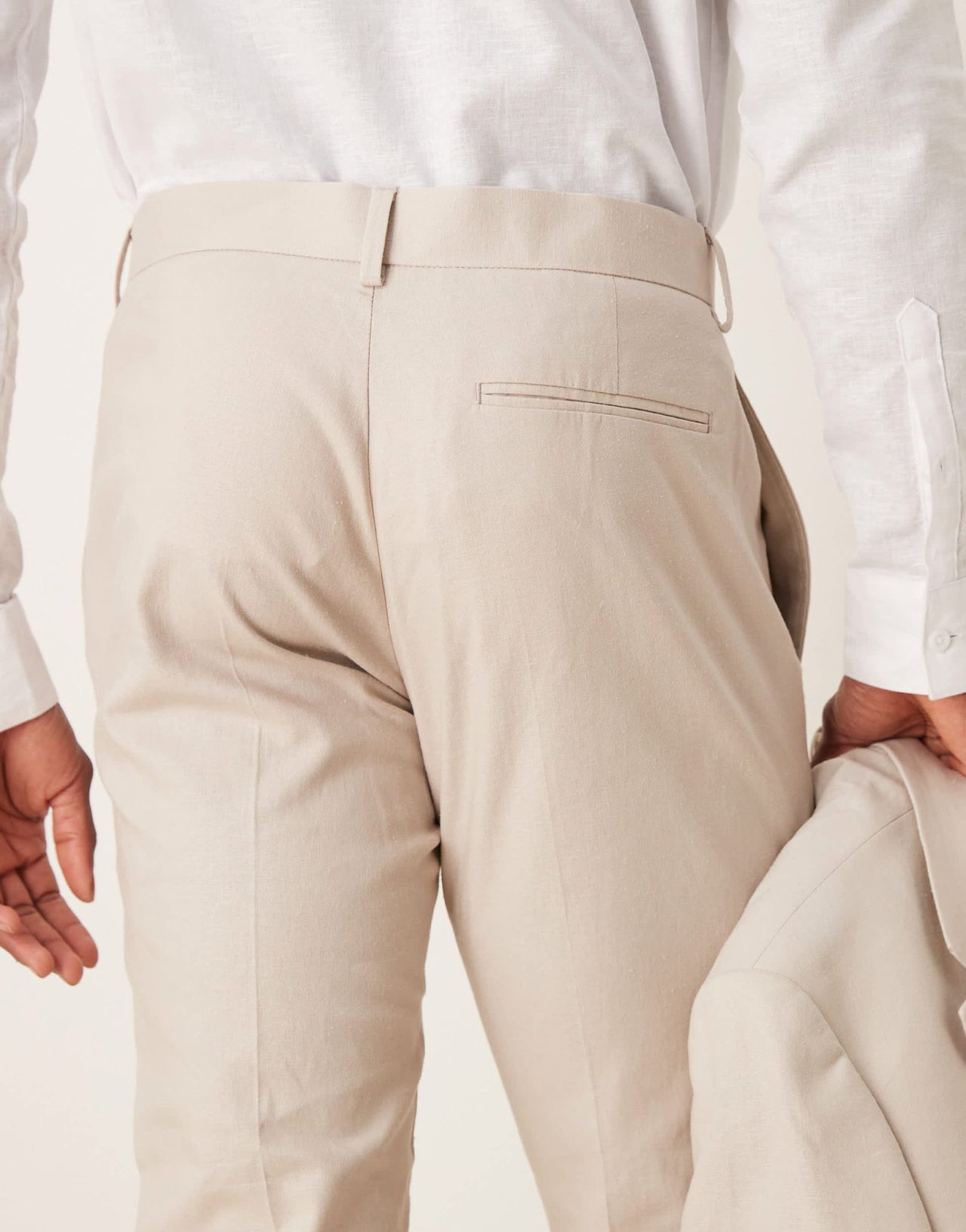 ASOS DESIGN linen blend skinny suit trousers in stone - ASOS Sample Sale EU Store