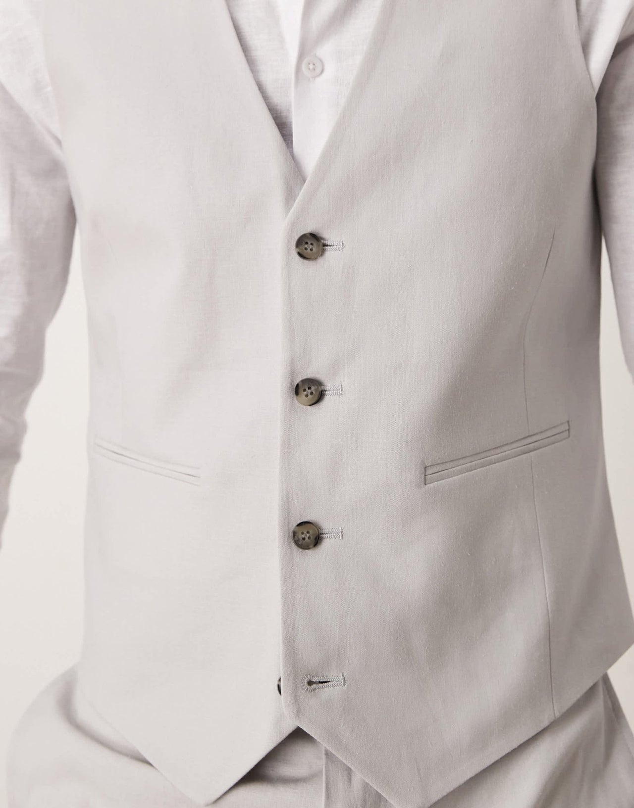 ASOS DESIGN linen blend skinny suit waistcoat in grey - ASOS Sample Sale EU Store