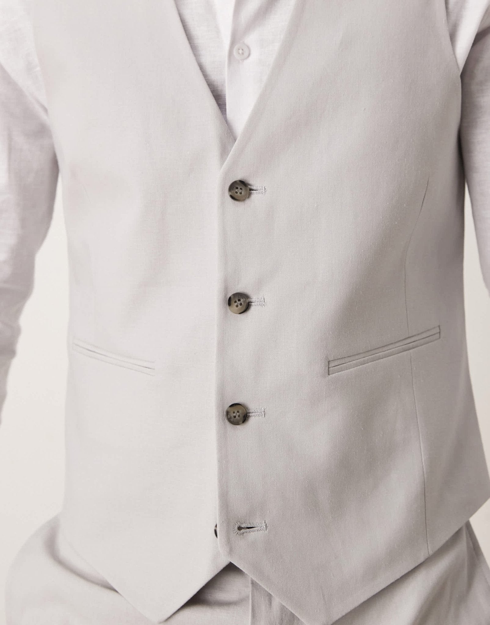 ASOS DESIGN linen blend skinny suit waistcoat in grey - ASOS Sample Sale EU Store