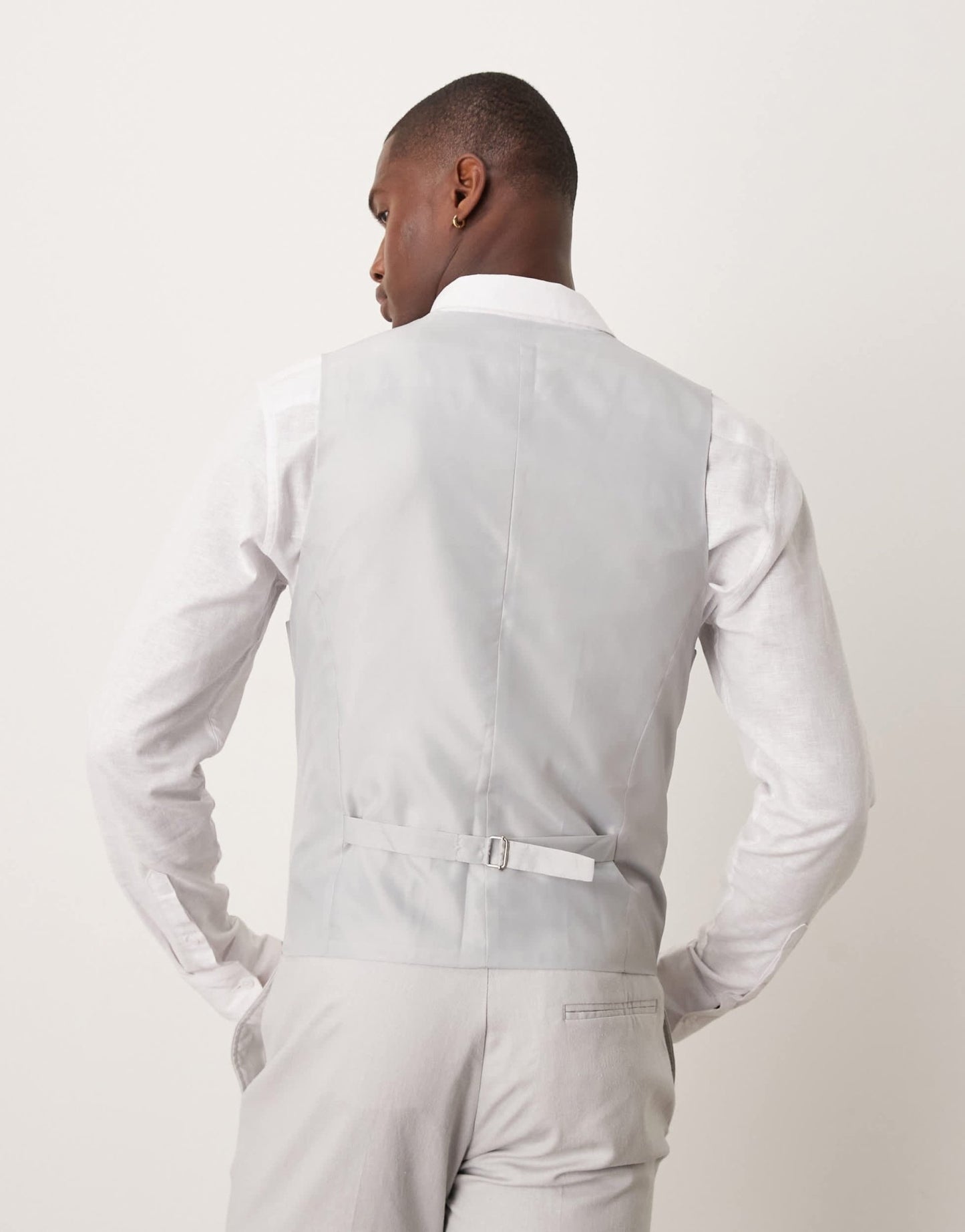 ASOS DESIGN linen blend skinny suit waistcoat in grey - ASOS Sample Sale EU Store