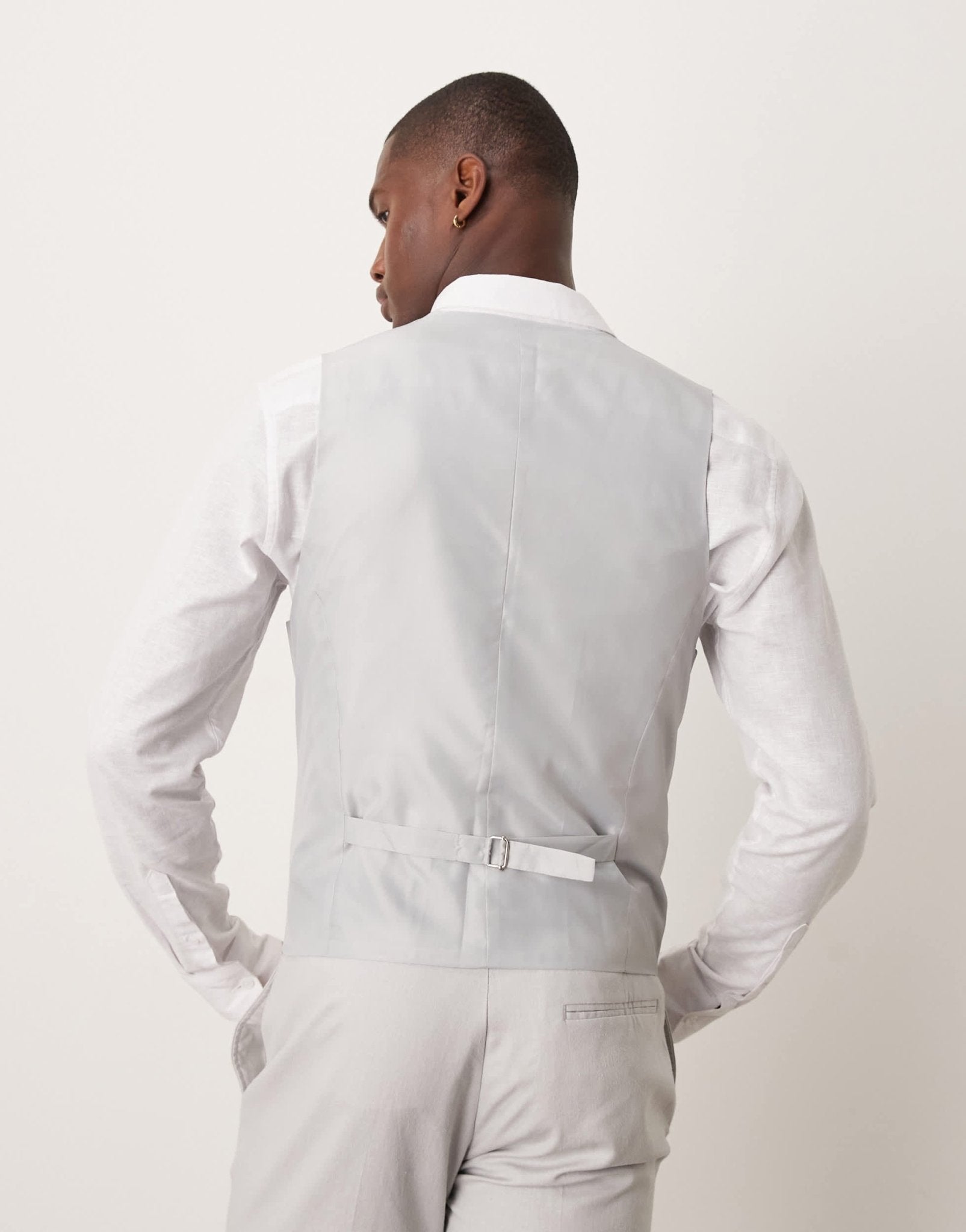 ASOS DESIGN linen blend skinny suit waistcoat in grey - ASOS Sample Sale EU Store