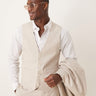 ASOS DESIGN linen blend skinny suit waistcoat in stone