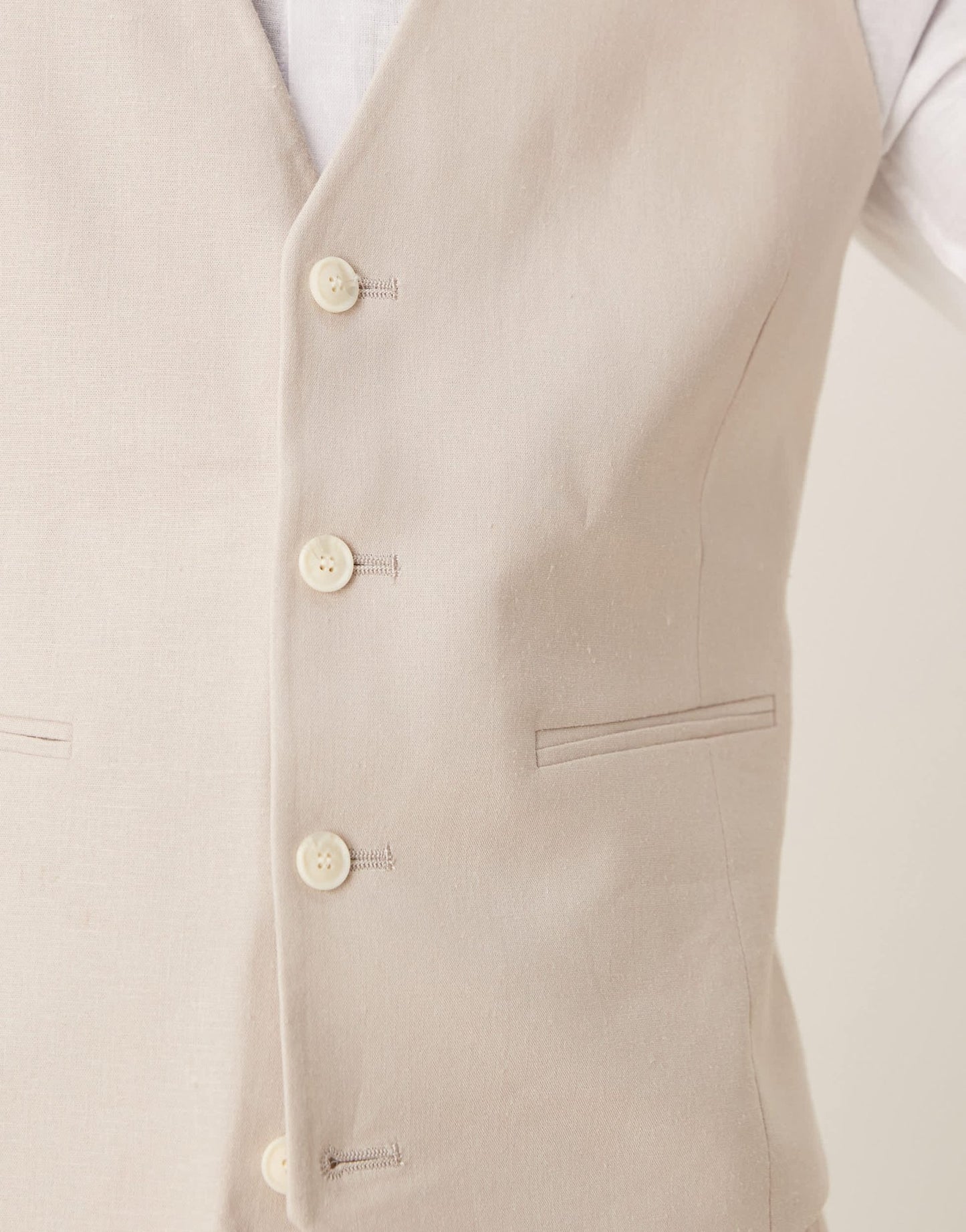 ASOS DESIGN linen blend skinny suit waistcoat in stone - ASOS Sample Sale EU Store