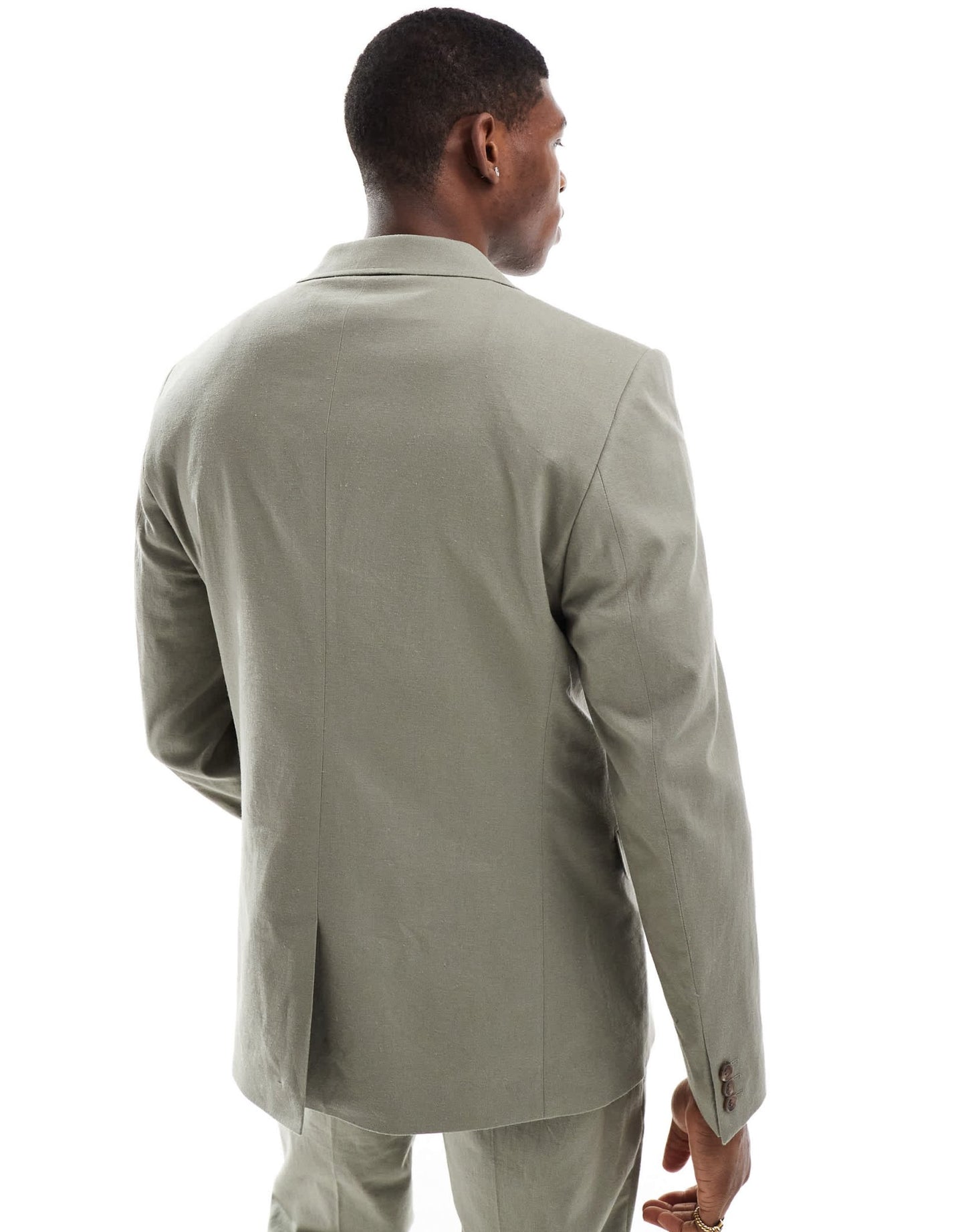 ASOS DESIGN linen blend slim suit jacket in khaki - ASOS Sample Sale EU Store