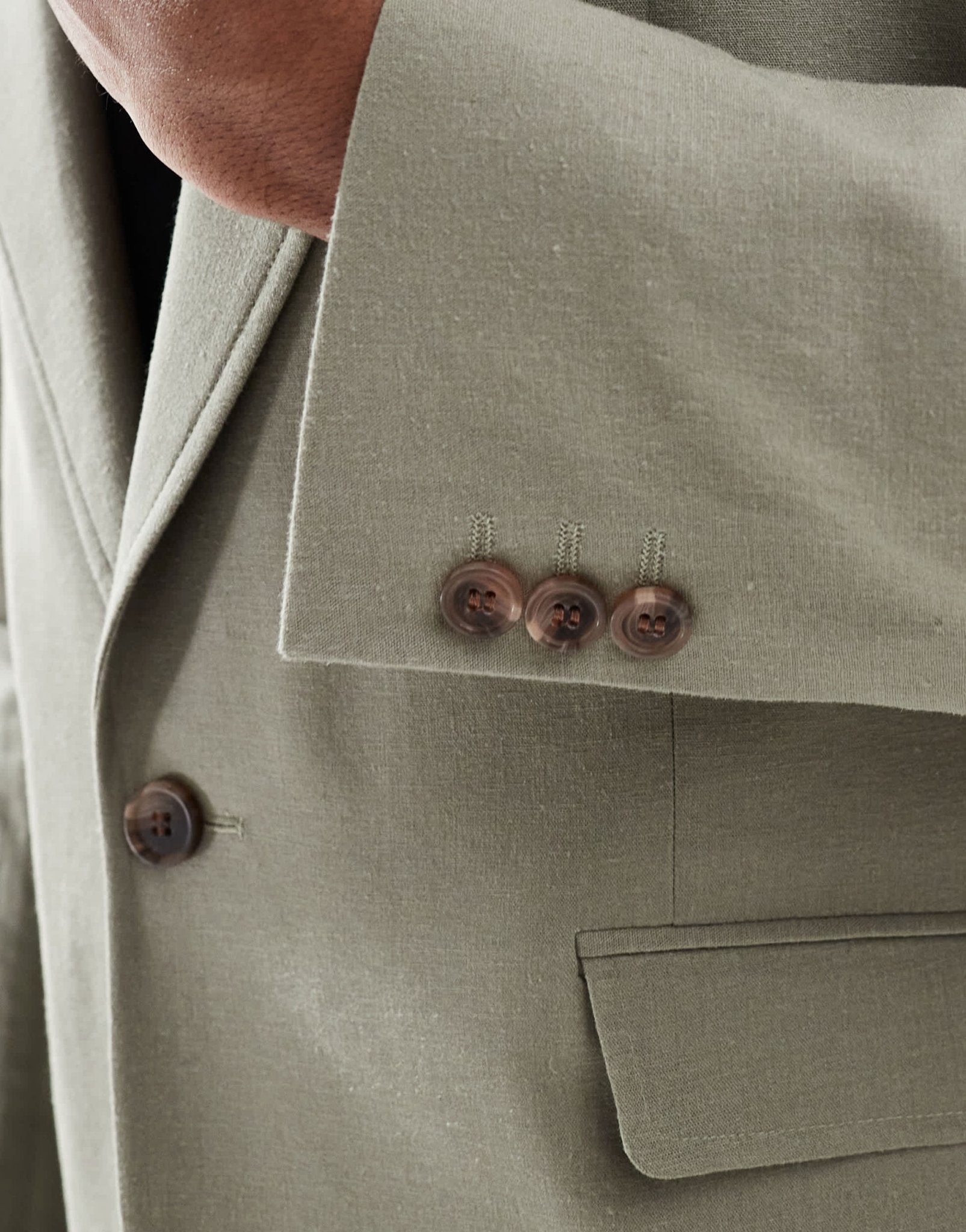 ASOS DESIGN linen blend slim suit jacket in khaki - ASOS Sample Sale EU Store