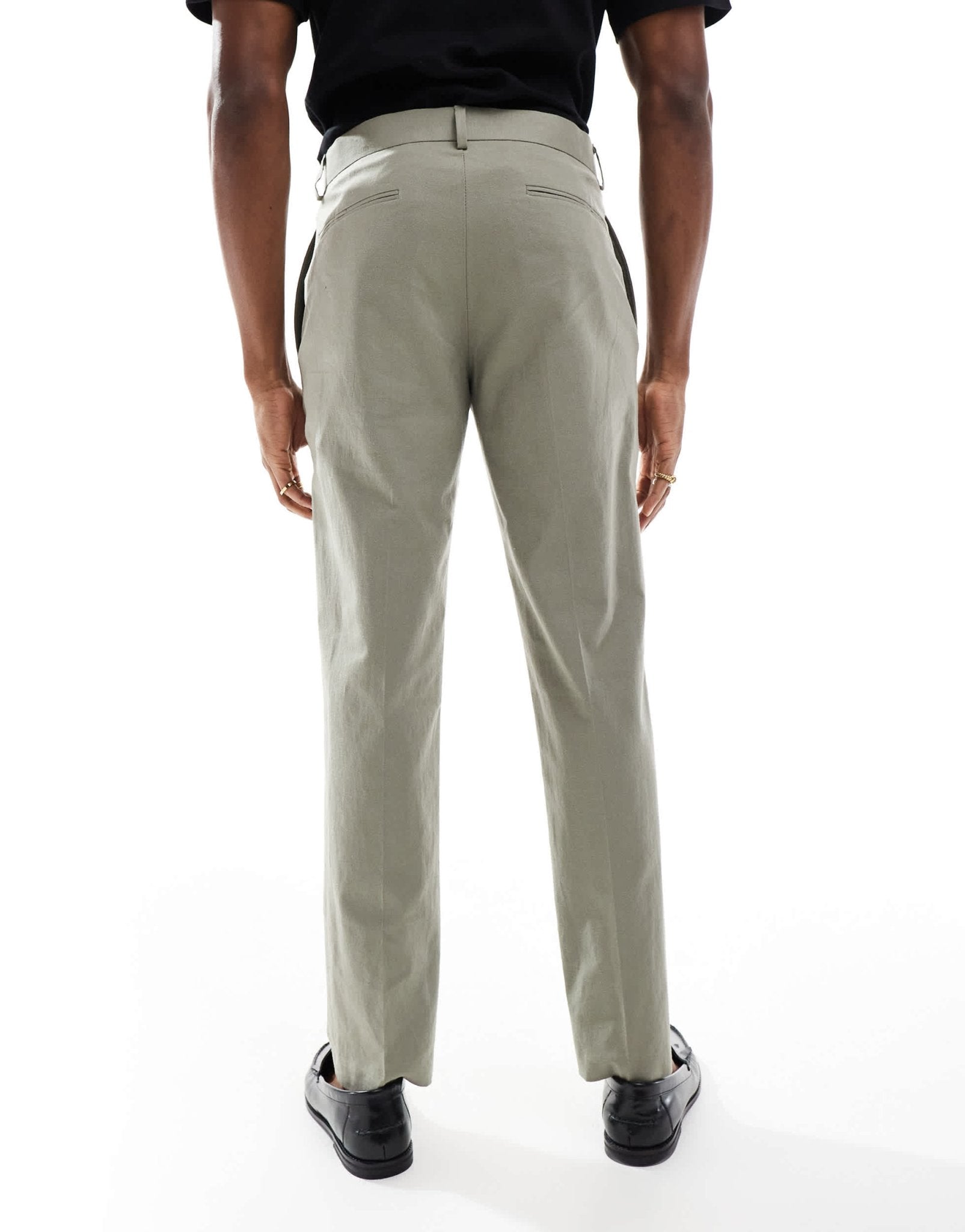 ASOS DESIGN linen blend slim suit trousers in khaki - ASOS Sample Sale EU Store