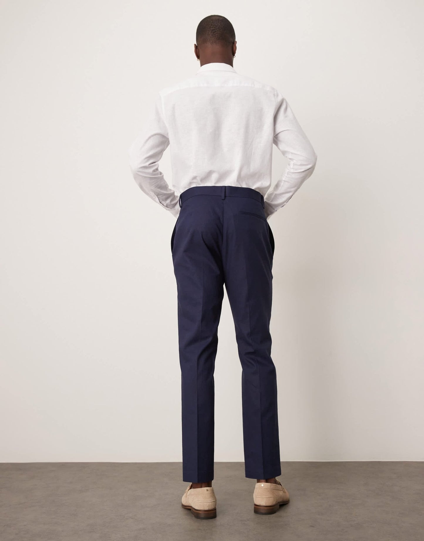 ASOS DESIGN linen blend slim suit trousers in navy - ASOS Sample Sale EU Store