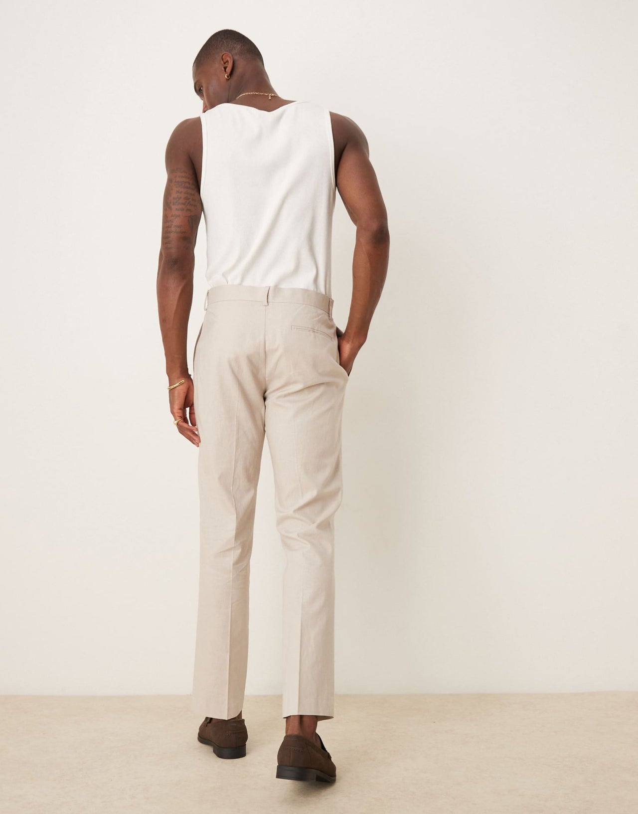 ASOS DESIGN linen blend slim suit trousers in stone - ASOS Sample Sale EU Store