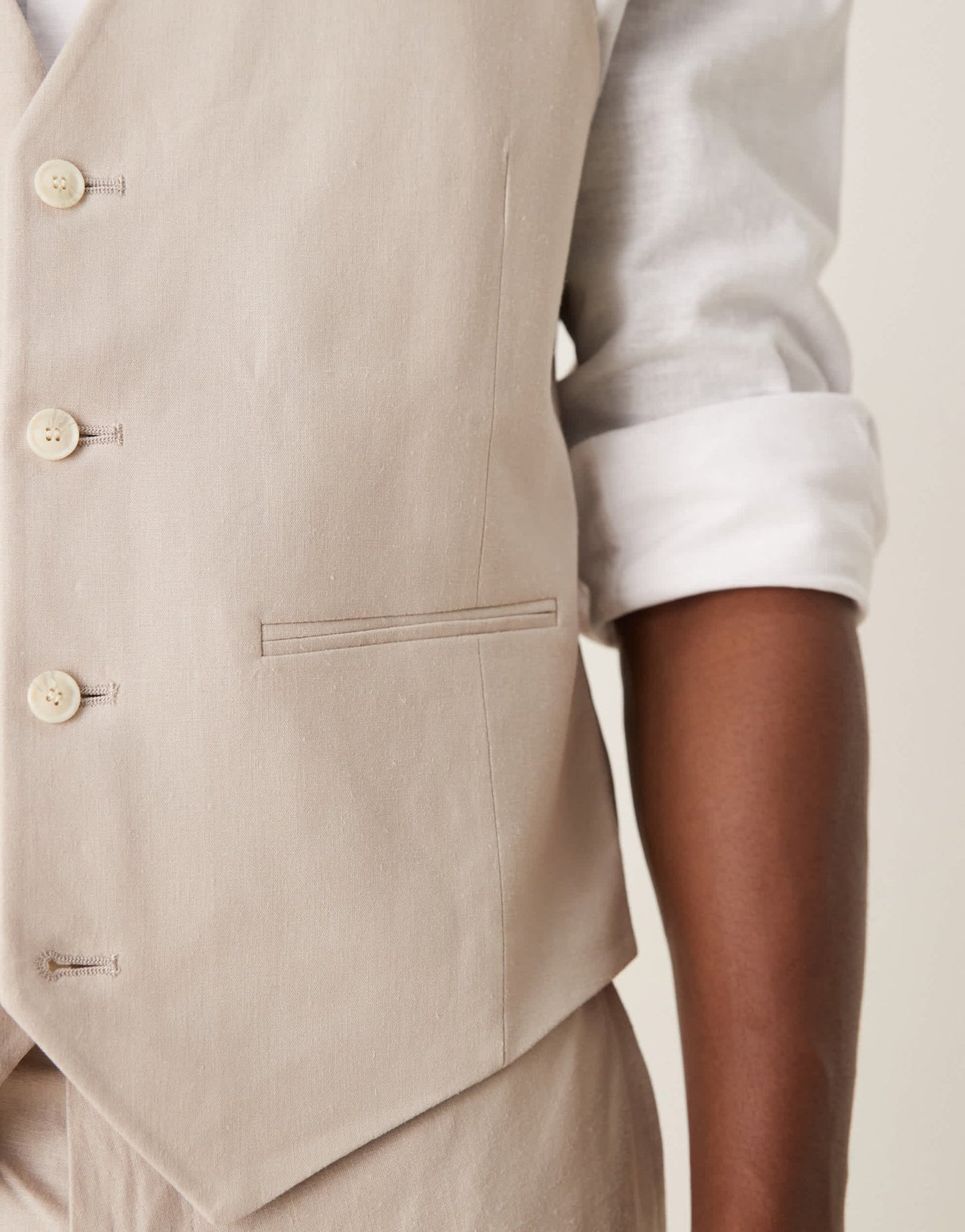 ASOS DESIGN linen blend slim suit waistcoat in stone - ASOS Sample Sale EU Store