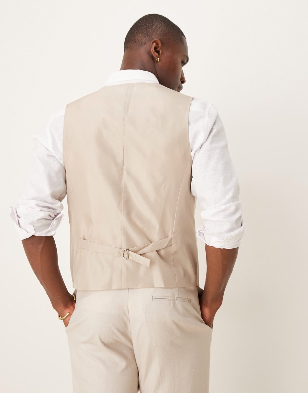ASOS DESIGN linen blend slim suit waistcoat in stone - ASOS Sample Sale EU Store