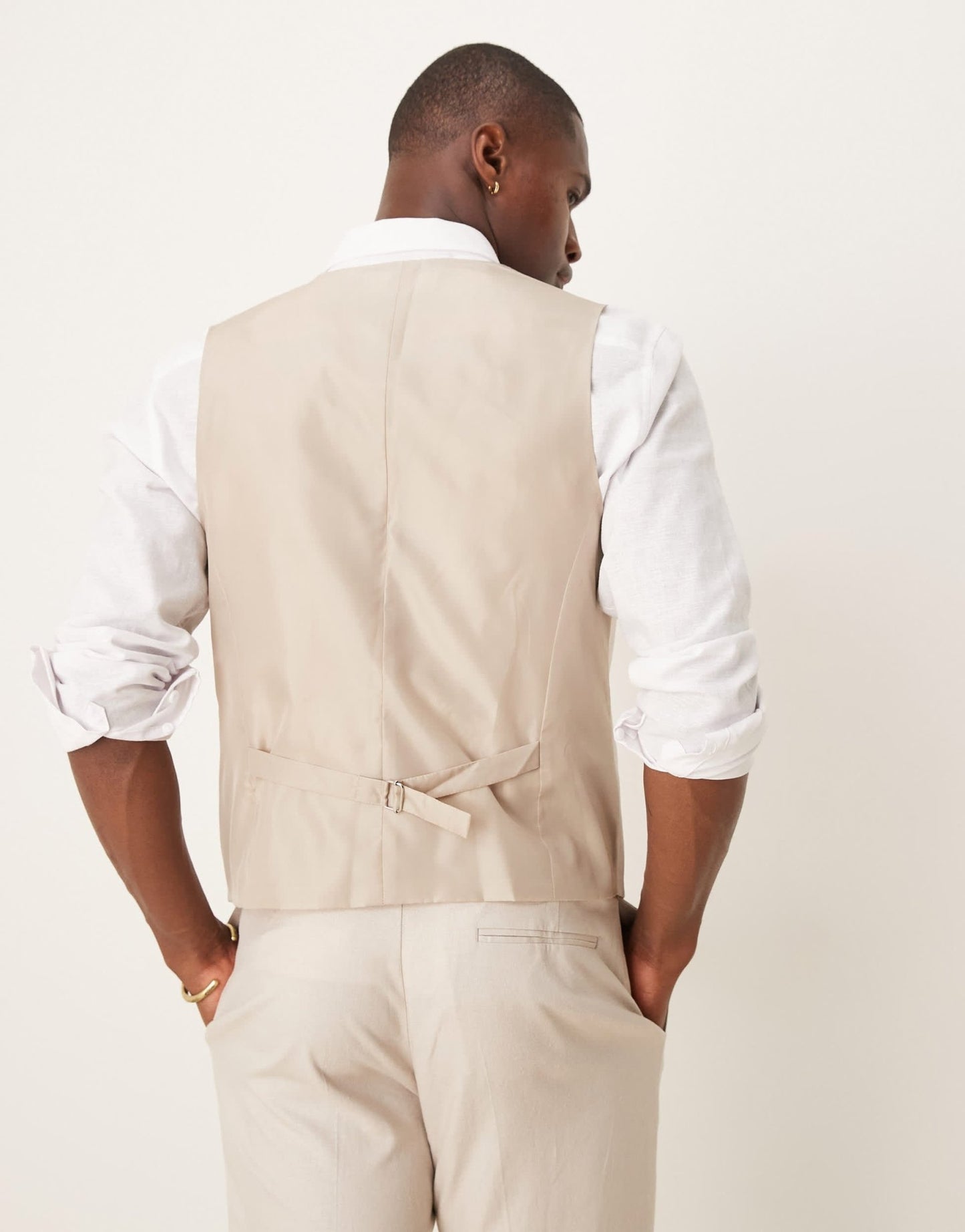 ASOS DESIGN linen blend slim suit waistcoat in stone - ASOS Sample Sale EU Store