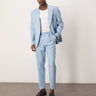ASOS DESIGN linen blend tapered suit chino trousers in light blue
