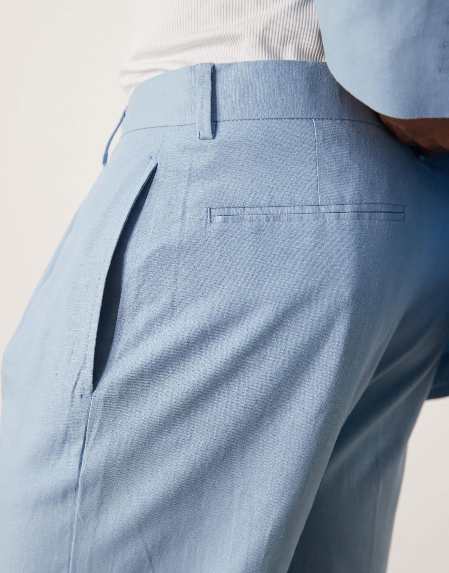 ASOS DESIGN linen blend tapered suit chino trousers in light blue - ASOS Sample Sale EU Store
