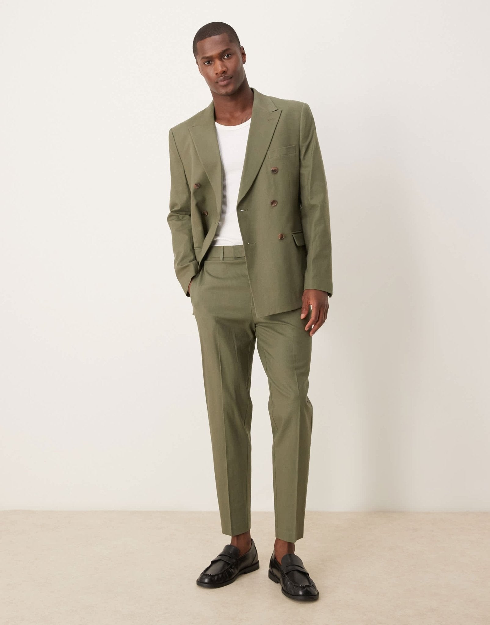 ASOS DESIGN linen blend tapered suit trousers in green - MGREEN - ASOS Sample Sale EU Store