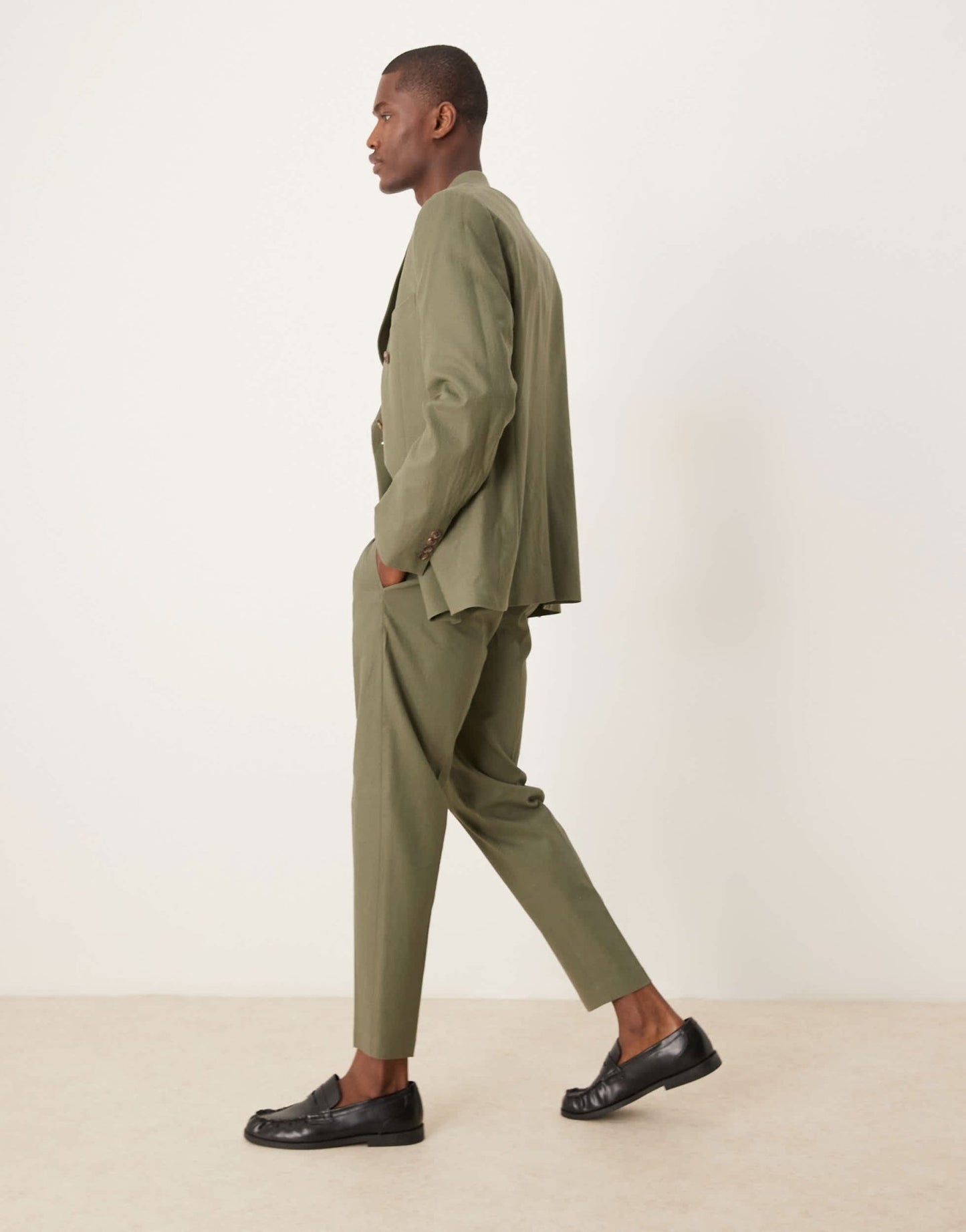 ASOS DESIGN linen blend tapered suit trousers in green - MGREEN - ASOS Sample Sale EU Store