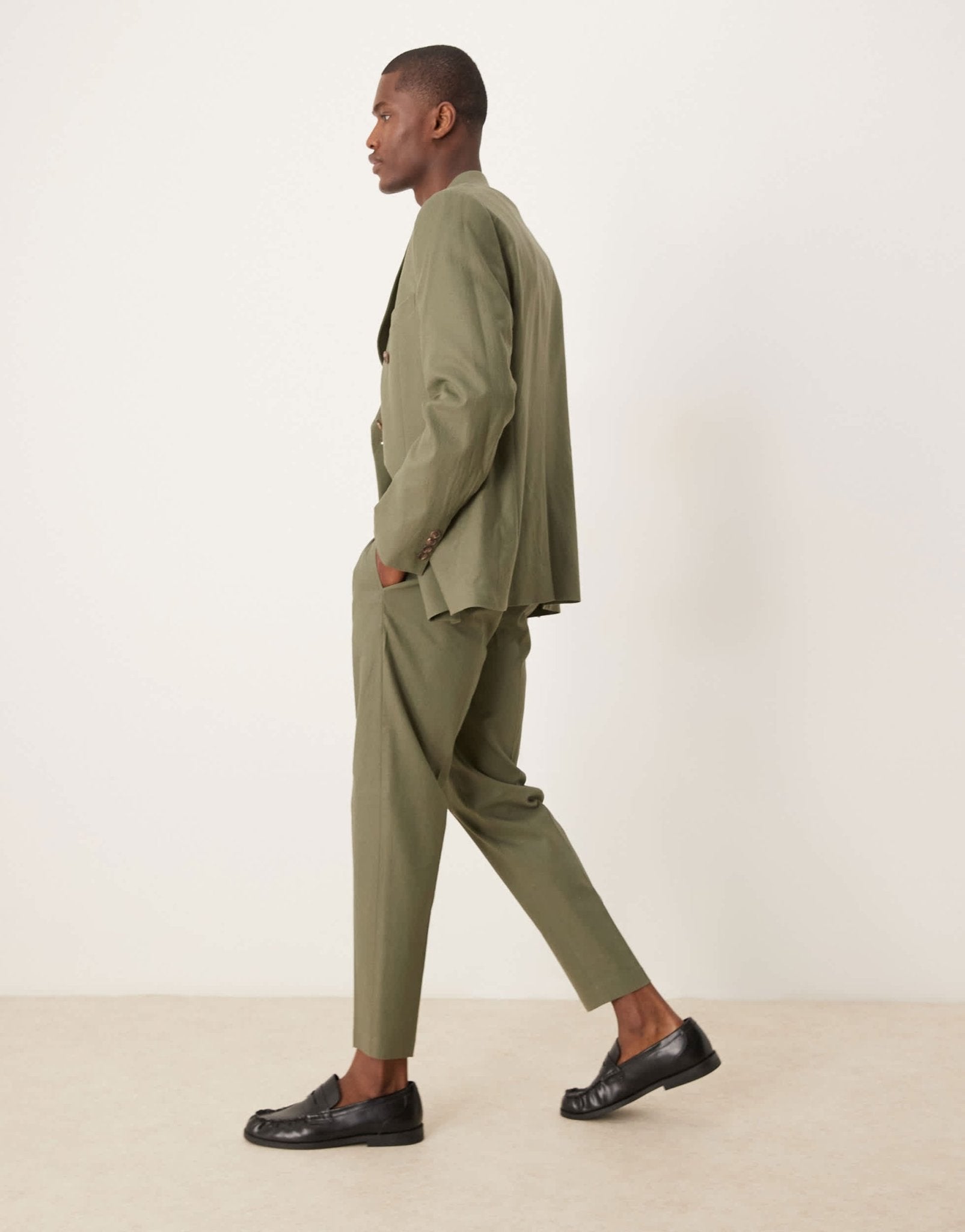 ASOS DESIGN linen blend tapered suit trousers in green - MGREEN - ASOS Sample Sale EU Store