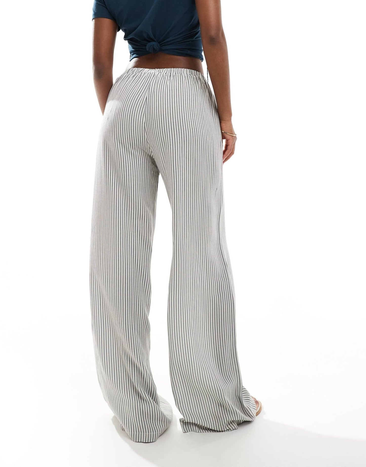 ASOS DESIGN linen blend wide leg trouser in pinstripe co ord - ASOS Sample Sale EU Store