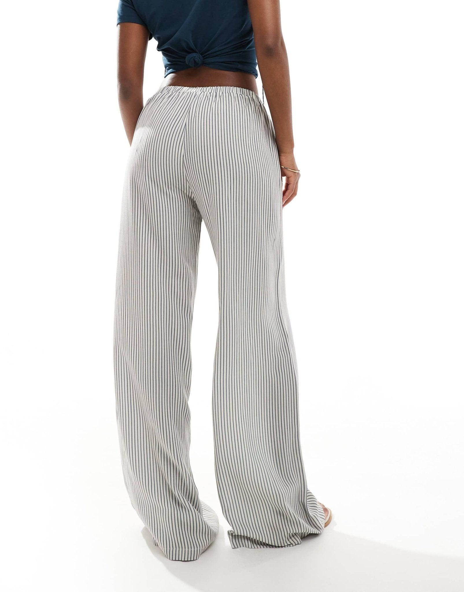 ASOS DESIGN linen blend wide leg trouser in pinstripe co ord - ASOS Sample Sale EU Store