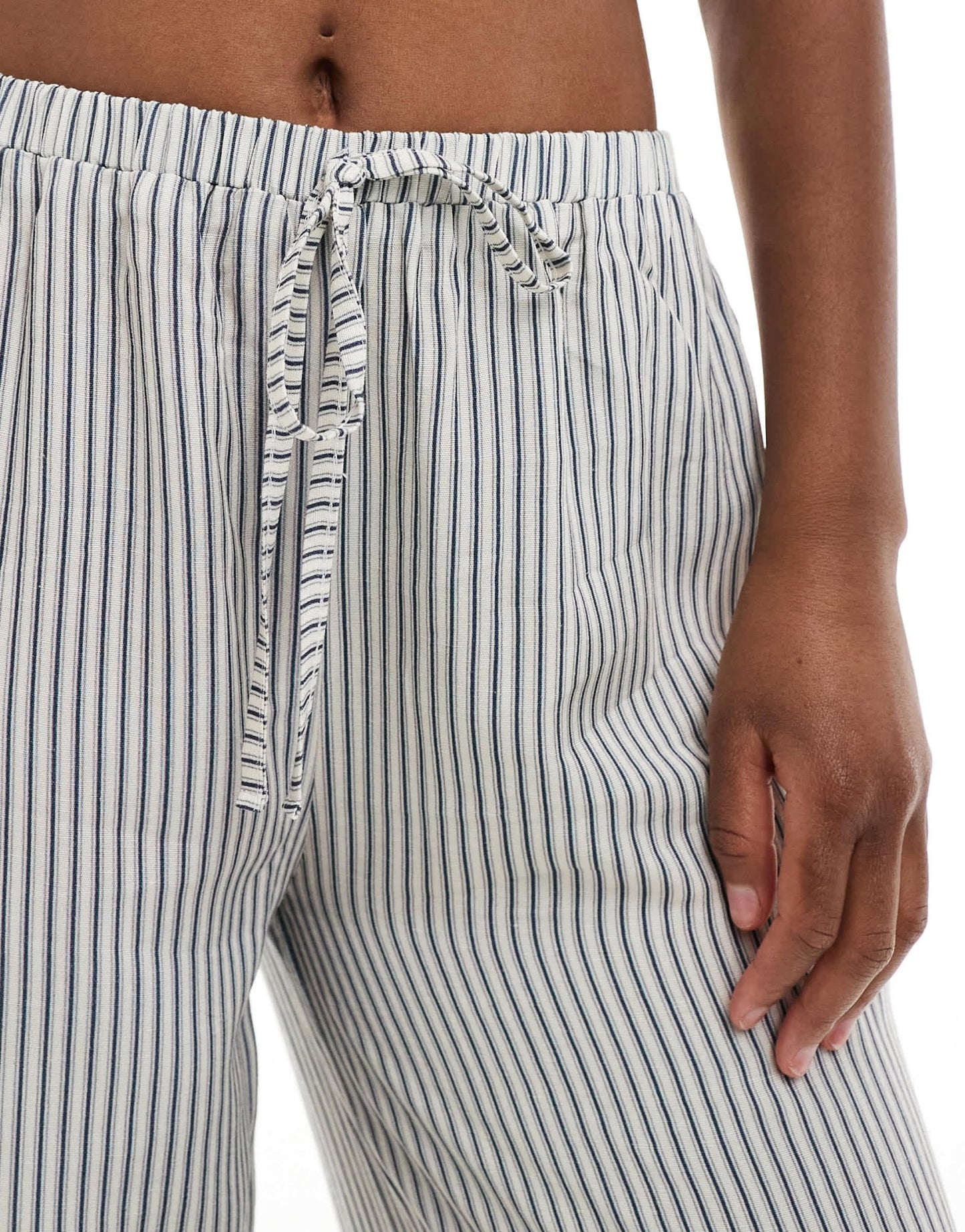 ASOS DESIGN linen blend wide leg trouser in pinstripe co ord - ASOS Sample Sale EU Store