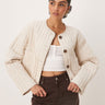 Veste courte matelassée sans col en lin ASOS DESIGN en avoine