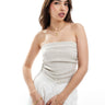 ASOS DESIGN linen look bandeau scarf top in natural