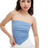 ASOS DESIGN linen look bandeau scarf top in washed blue