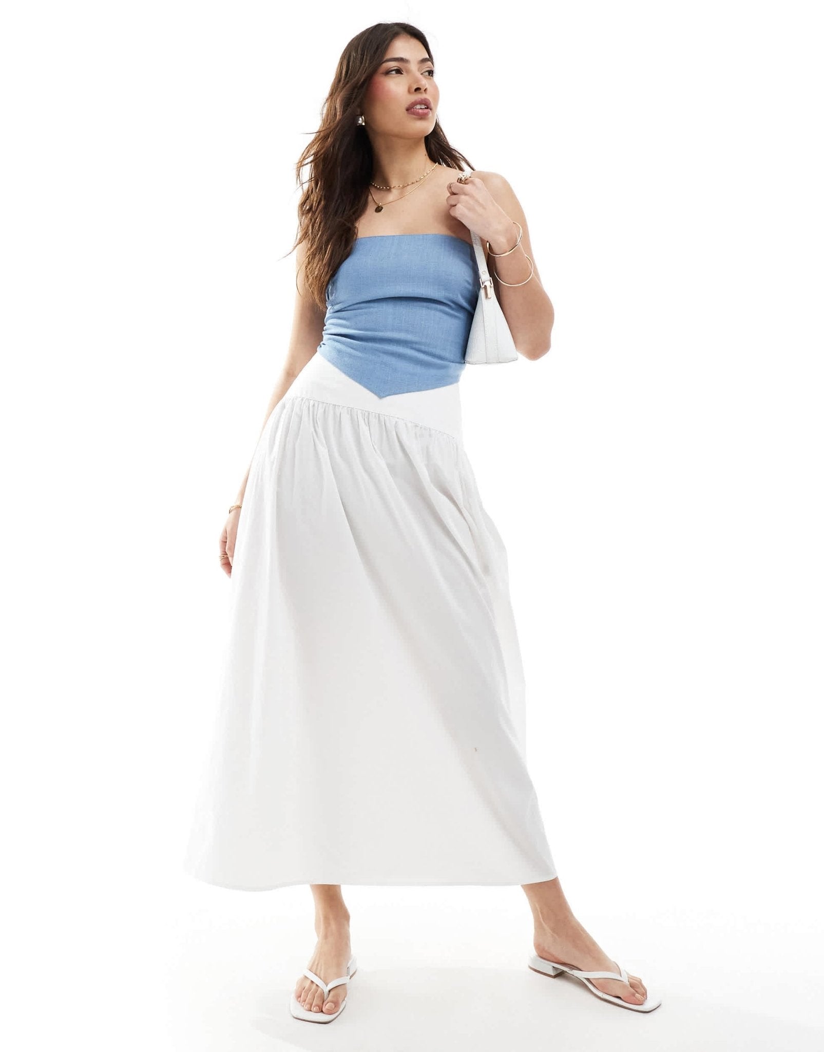 ASOS DESIGN linen look bandeau scarf top in washed blue - ASOS Sample Sale EU Store