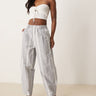 ASOS DESIGN linen look barrel trousers in black stripe