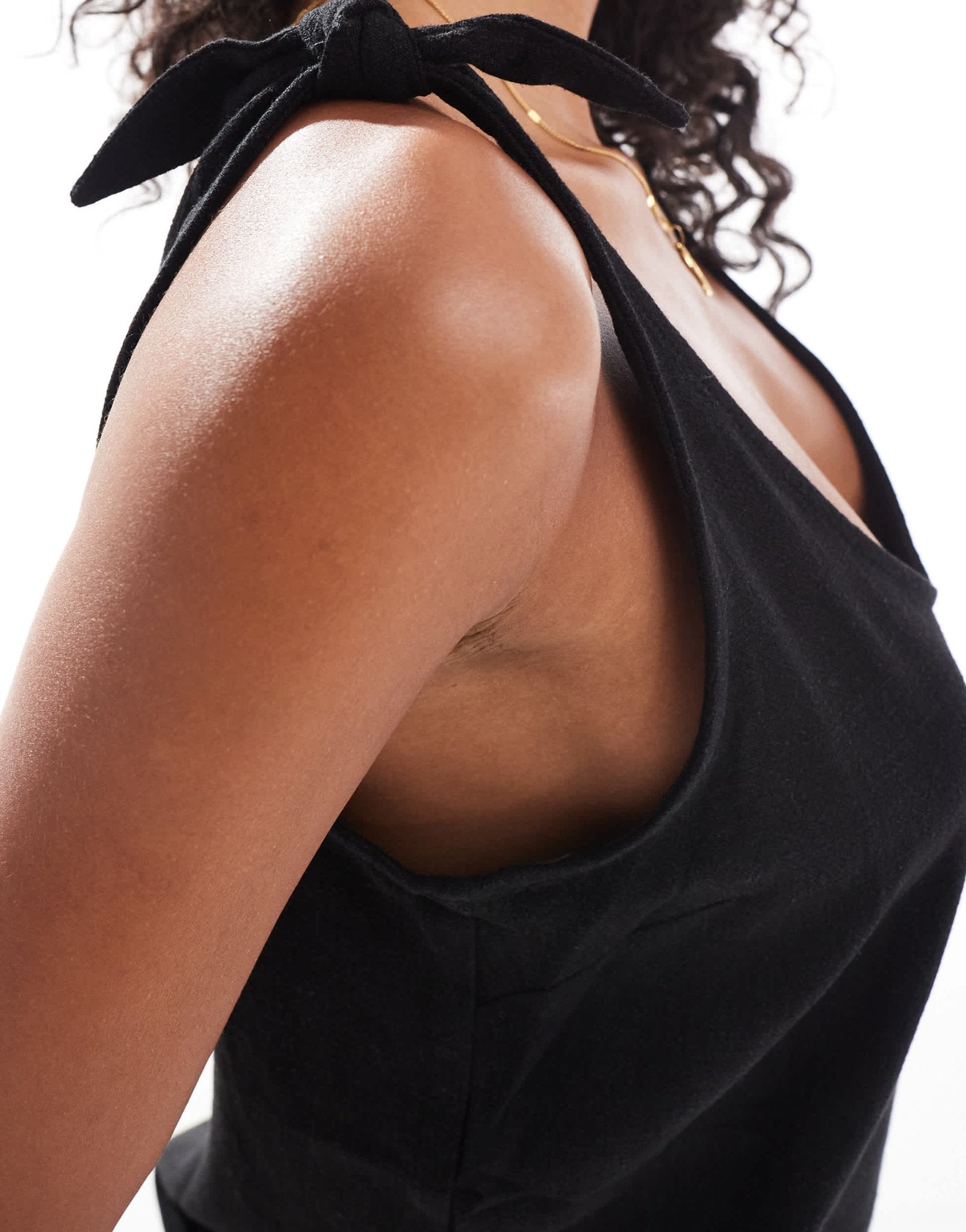 ASOS DESIGN linen look cami with tie straps in black - ASOS Sample Sale EU Store