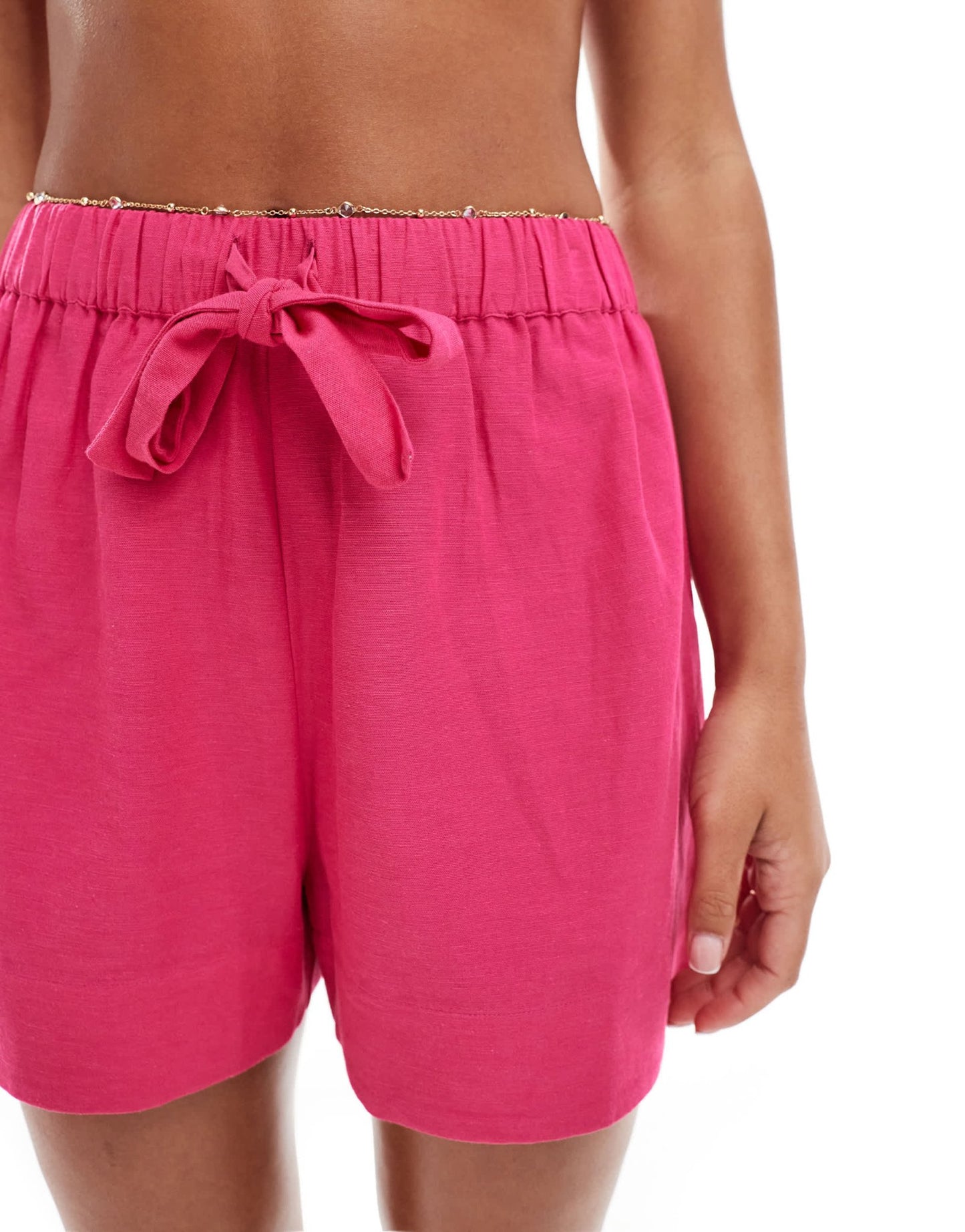 ASOS DESIGN linen look co - ord beach short in pink - ASOS Sample Sale EU Store