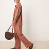 ASOS DESIGN linen look pull on trousers co-ord in mocha