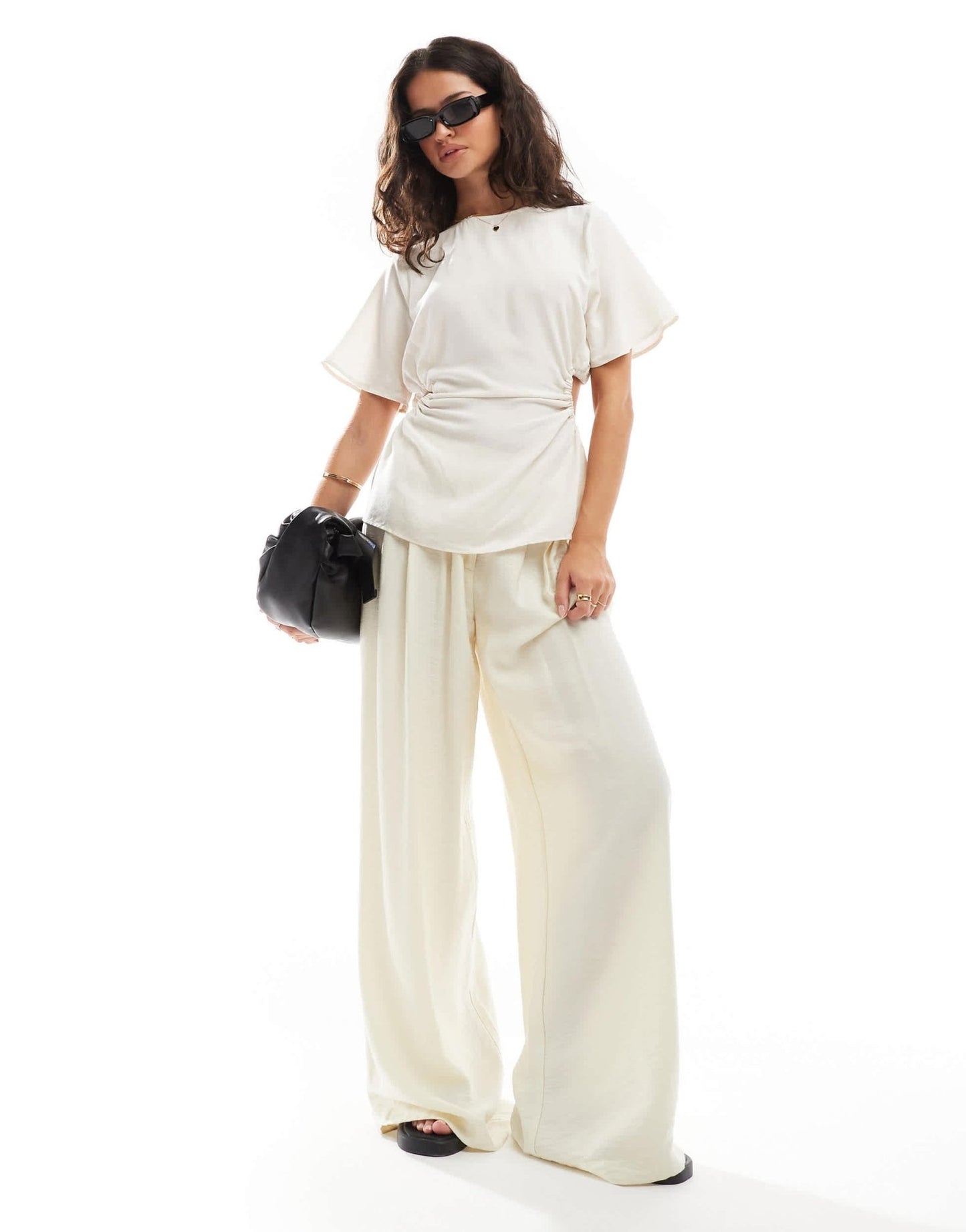 ASOS DESIGN linen look tee with open back in natural - ASOS Sample Sale EU Store