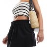 Minifalda con lazo a la cintura y efecto lino ASOS DESIGN en negro