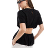 Haut effet lin avec dos ouvert ASOS DESIGN en noir