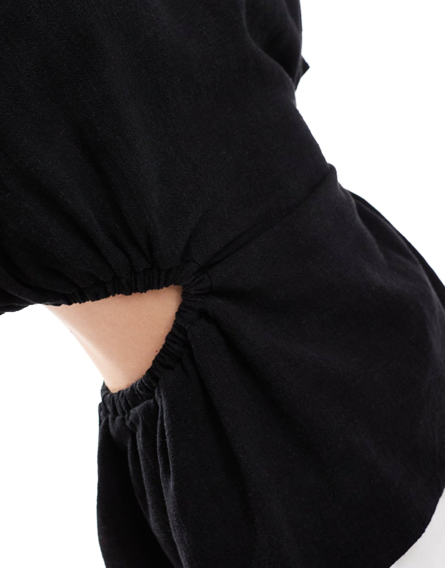 ASOS DESIGN linen look top with open back in black - ASOS Sample Sale EU Store