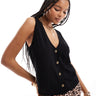 ASOS DESIGN linen look waistcoat in black