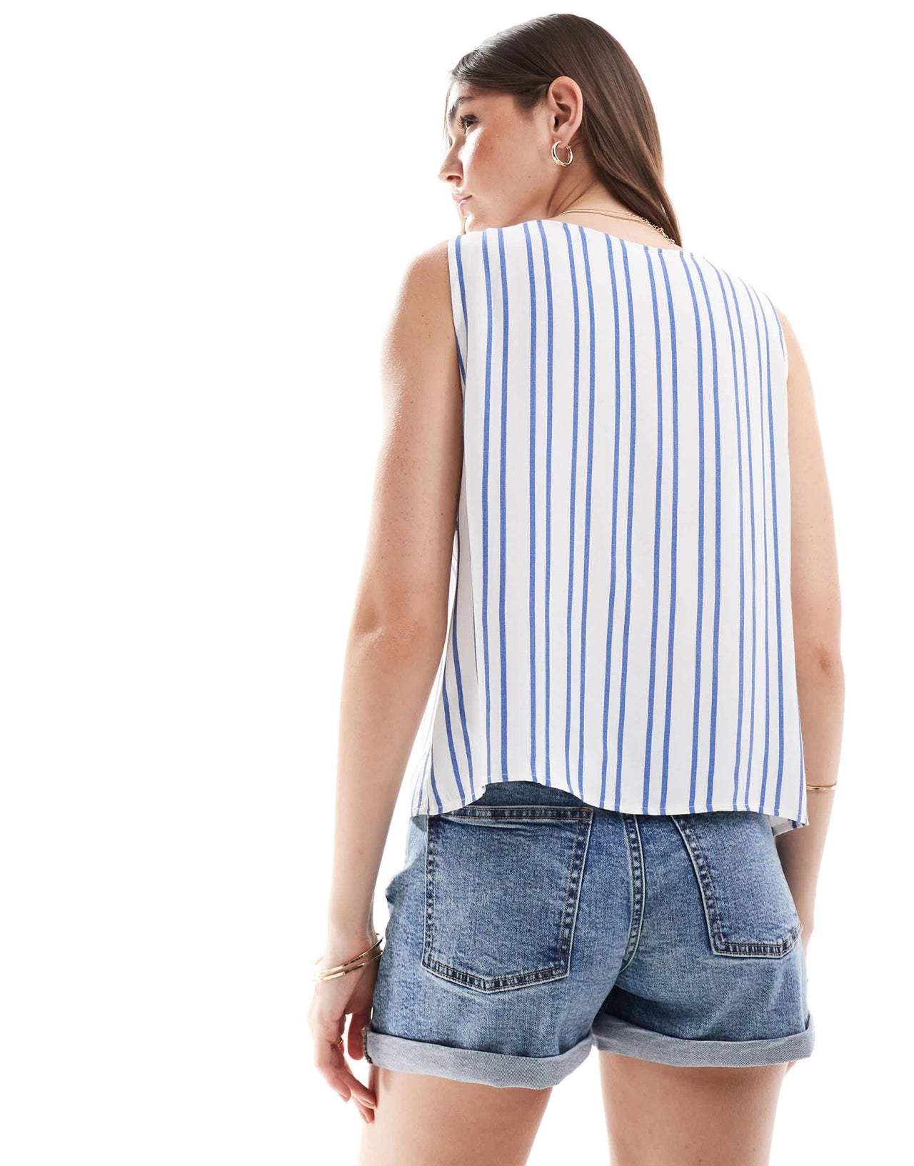 ASOS DESIGN linen look waistcoat in blue & white stripe - ASOS Sample Sale EU Store