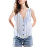 ASOS DESIGN linen look waistcoat in blue & white stripe