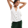 ASOS DESIGN linen look waistcoat in white