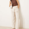ASOS DESIGN linen tie front wide leg trousers in stone