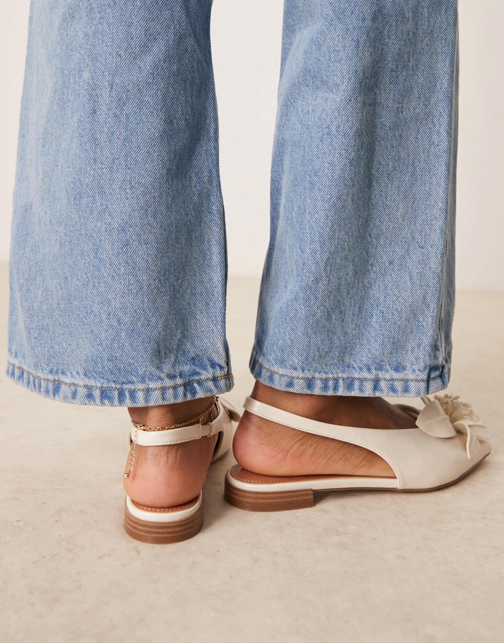 ASOS DESIGN Livia point - toe flower slingback ballets in off - white - ASOS Sample Sale EU Store