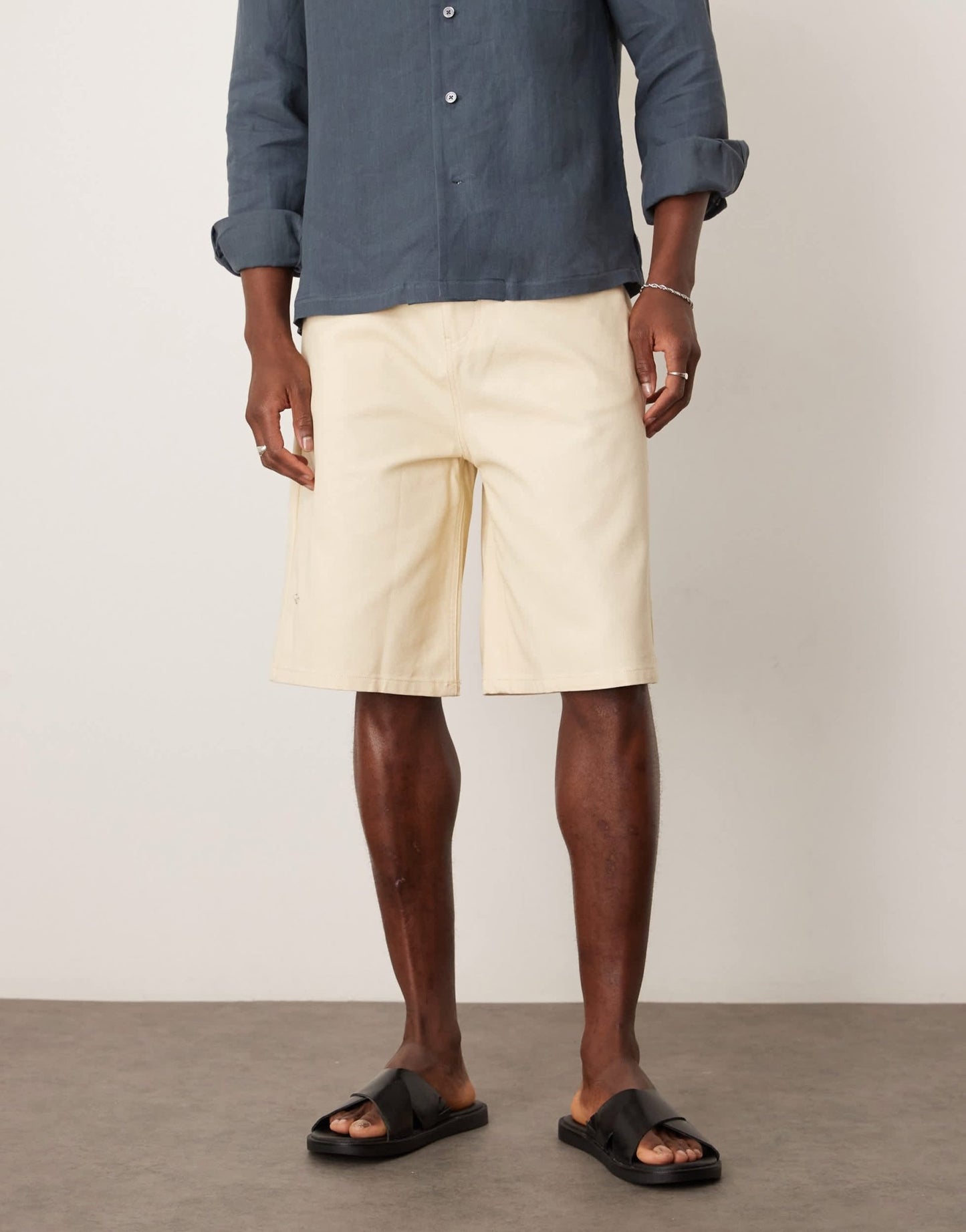 ASOS DESIGN long length canvas short in ecru - ASOS Sample Sale EU Store