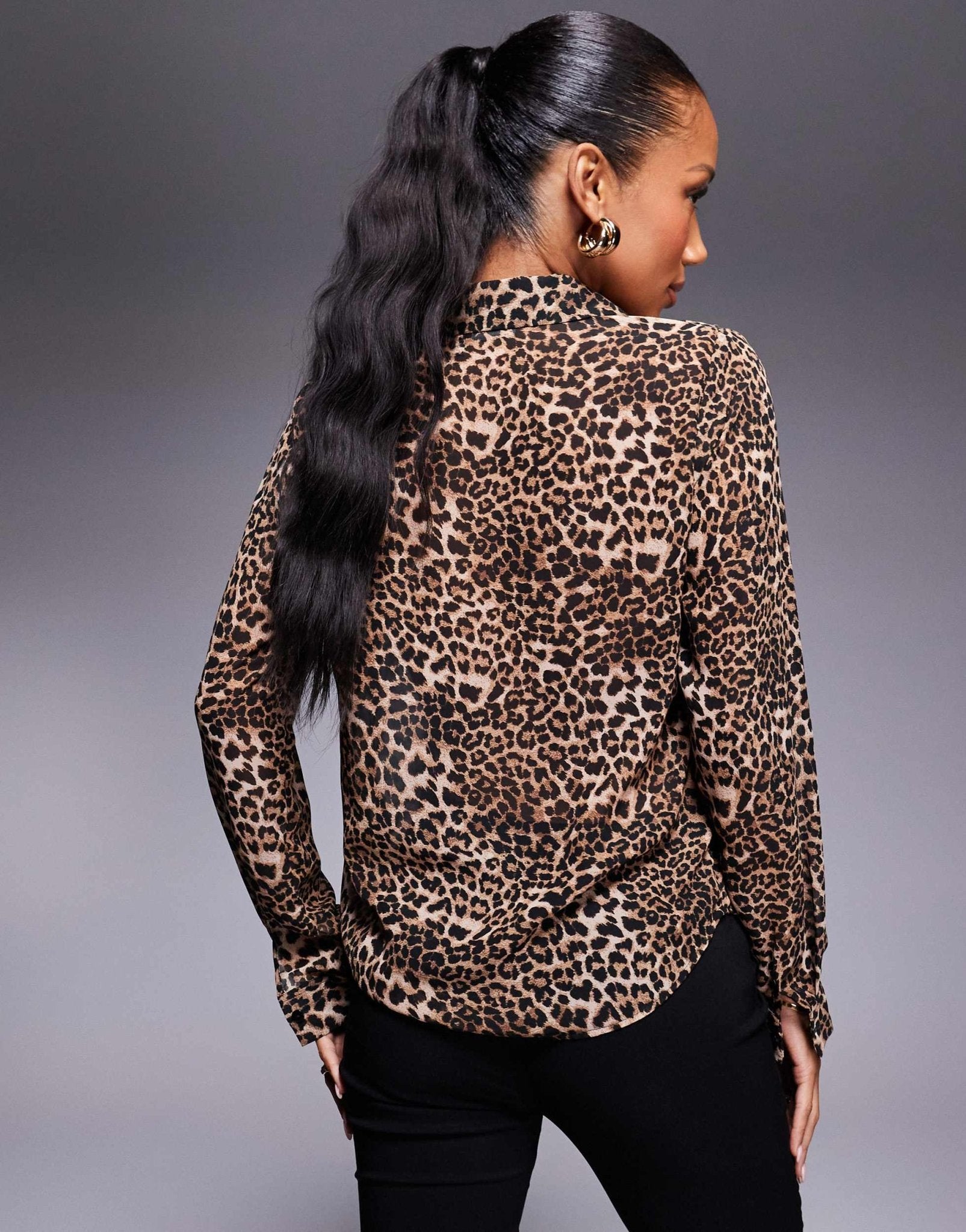 ASOS DESIGN long sleeve chiffon shirt in animal print - ASOS Sample Sale EU Store